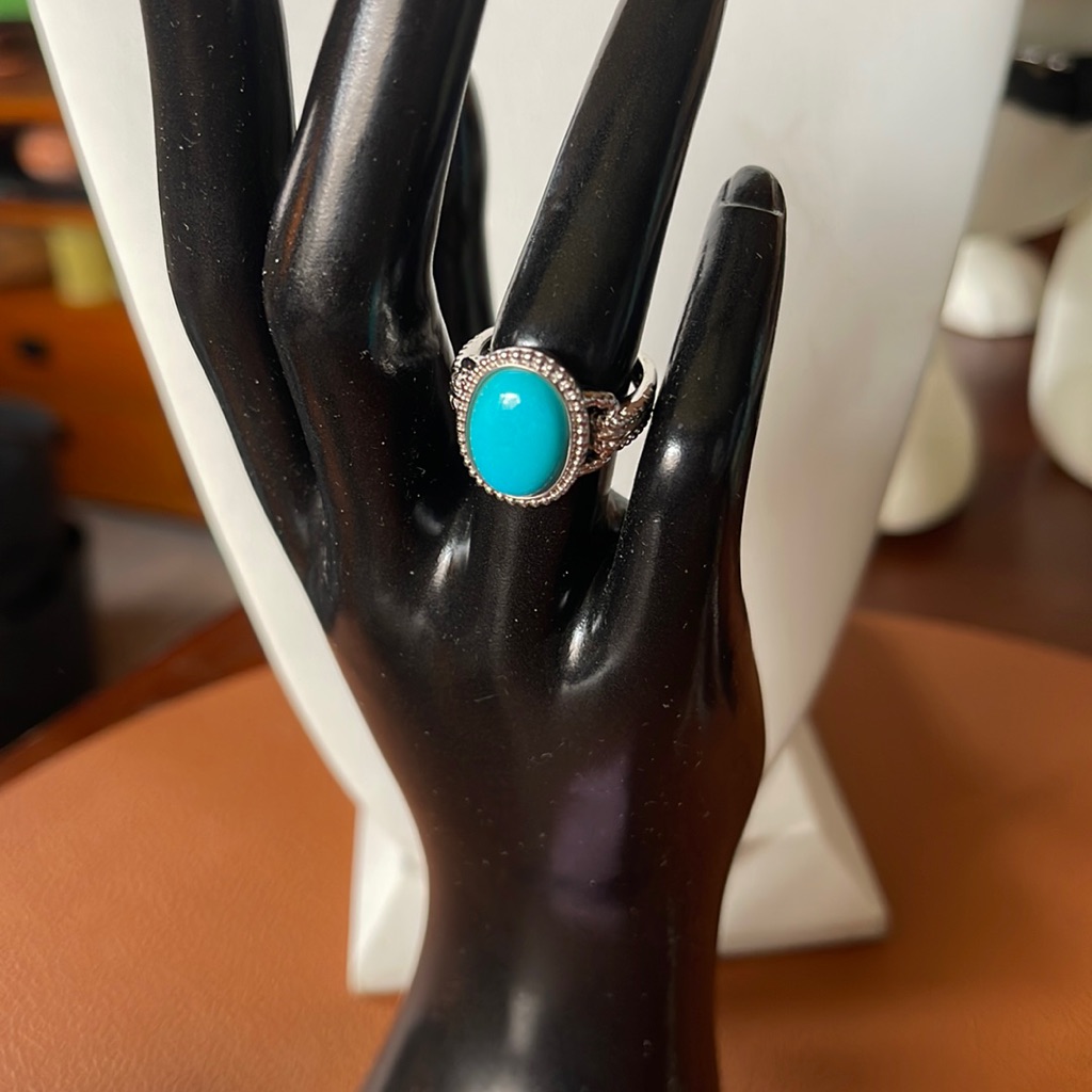 Or Paz 925 Sterling Silver Turquoise Ring W/Beading